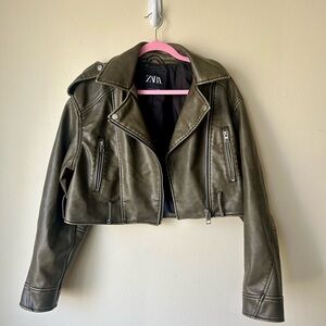 Cropped Zara Faux Leather Jacket